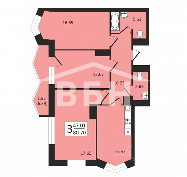 Продается 3-комн. квартира, 80,7 м² в ЖК «Квартал Мечты»